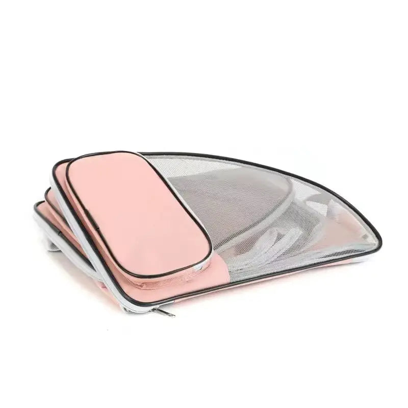 Sac à dos pliable aéré pour chat - fermeture et ventilation
