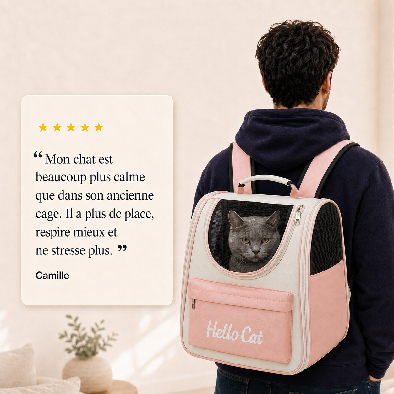 Avis client 5 etoiles - Sac � dos ventil� pour chat