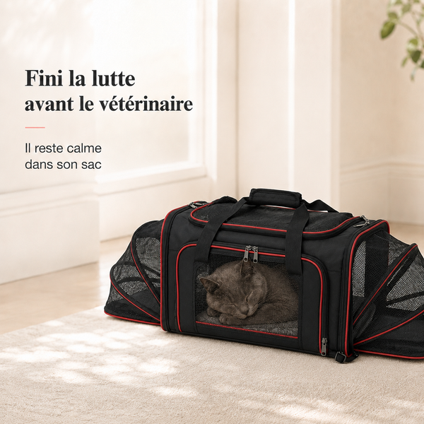 Fini la lutte avant le veterinaire - Sac de transport respirant pour chat 7kg