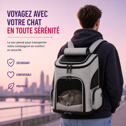 Sac à dos extensible pour chat adulte