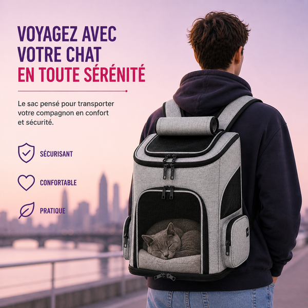 Sac à dos extensible pour chat adulte