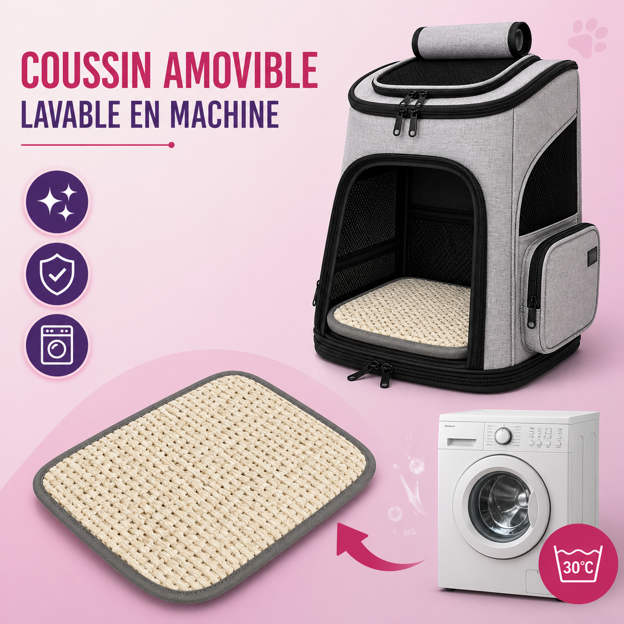 Sac à dos extensible pour chat adulte