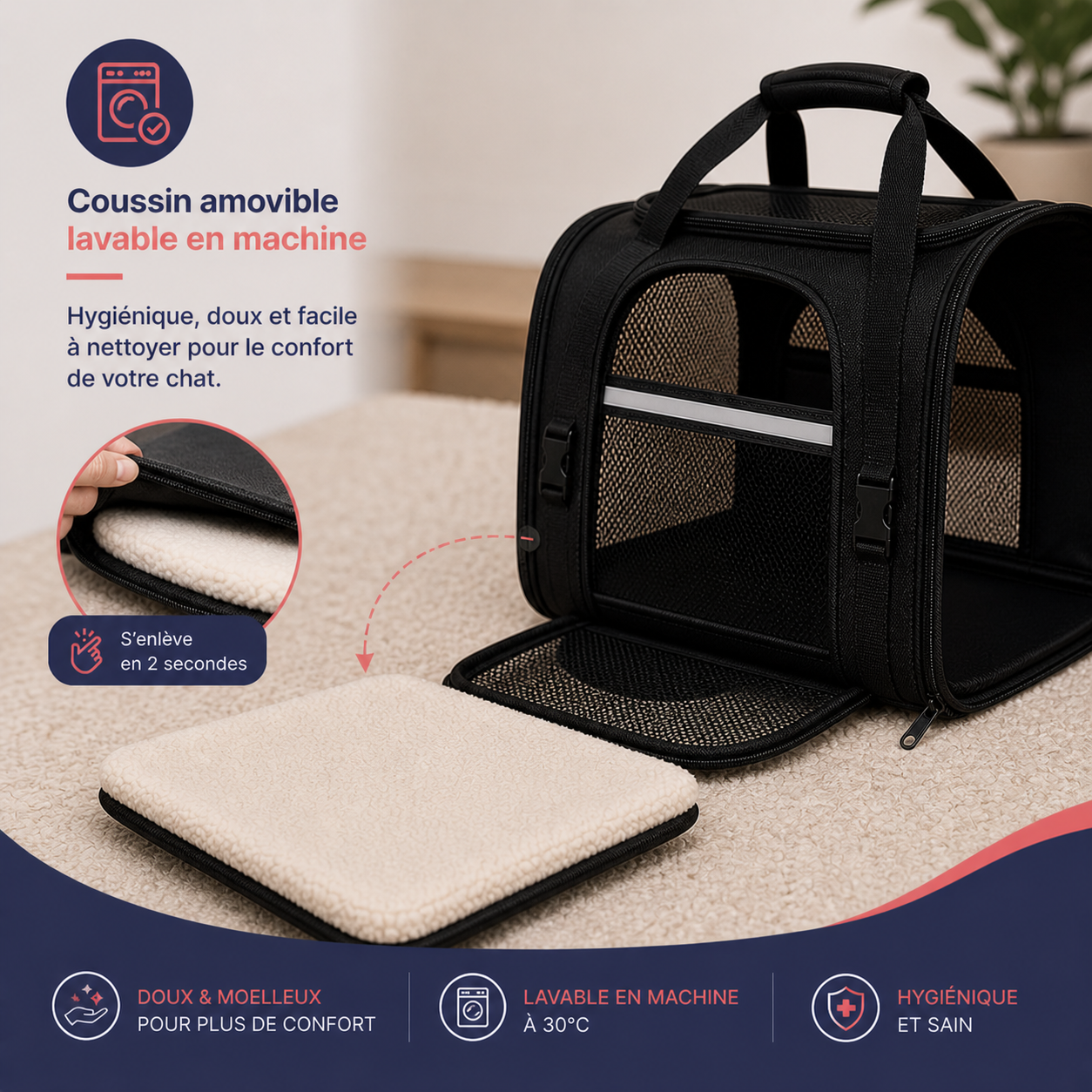 Sac de voyage sécurisé pour chat