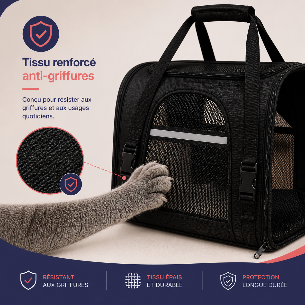 Sac de voyage sécurisé pour chat