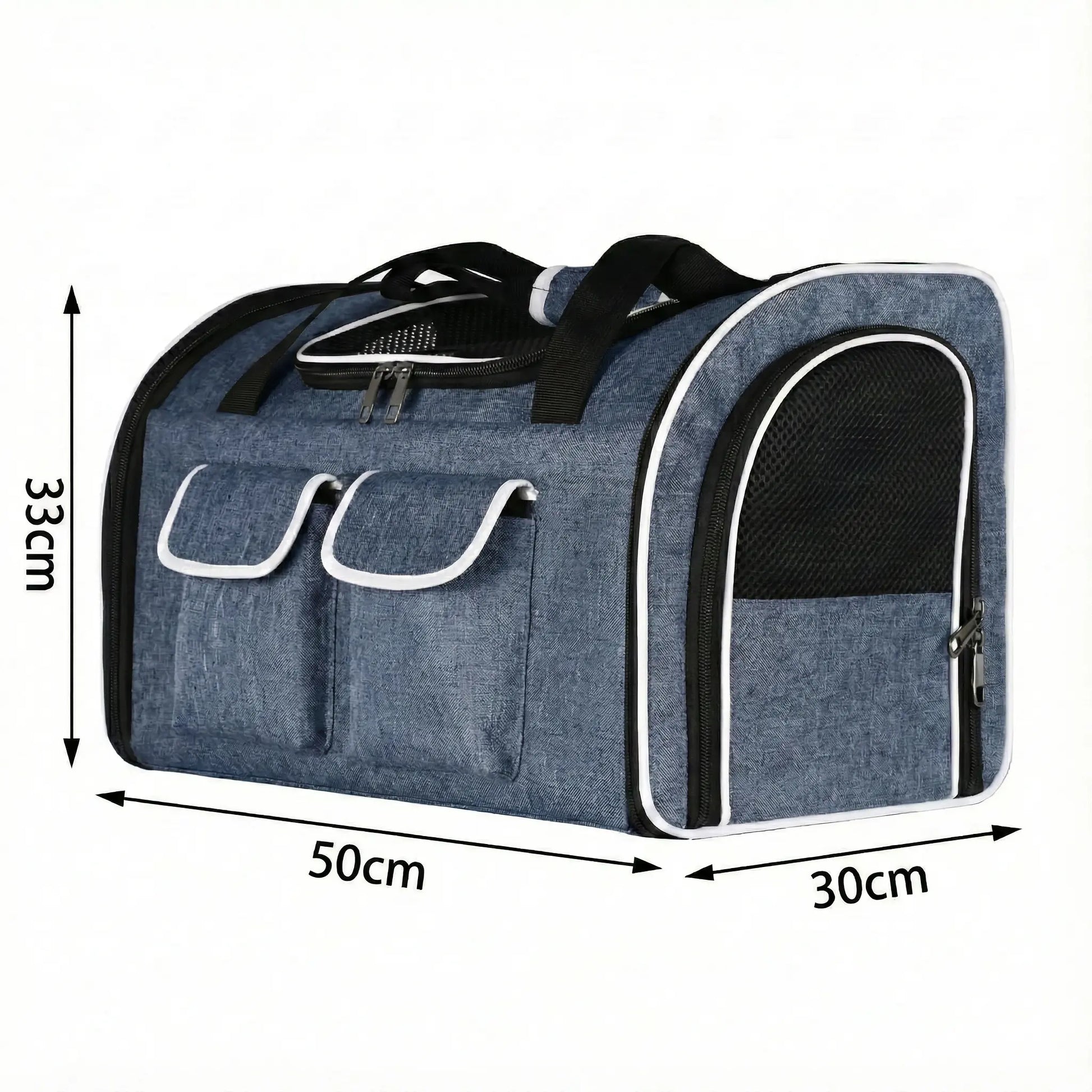 Sac de transport en maille pour 2 chats - vue de cote