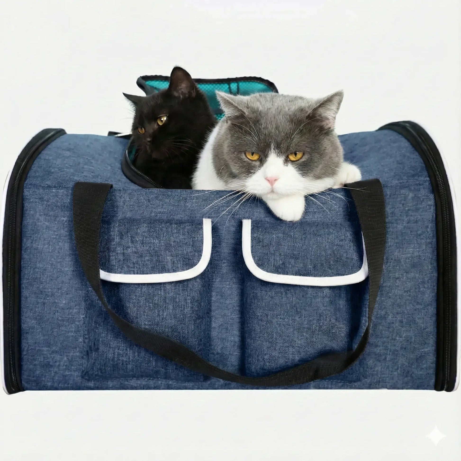 Sac de transport en maille pour 2 chats - interieur et acces