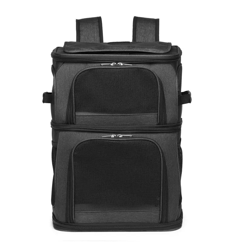 Sac de transport pour 2 chats Espace robuste - Noir - vue principale