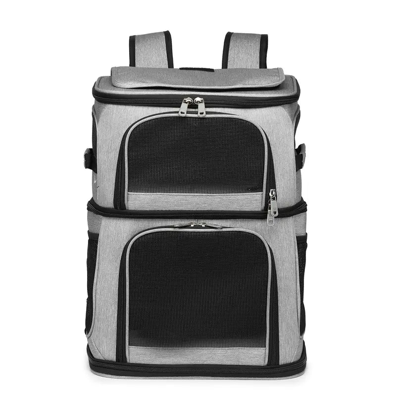 Sac de transport pour 2 chats grand volume - Gris - vue principale