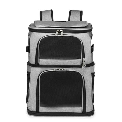 Sac de transport pour 2 chats grand volume - Gris - vue principale