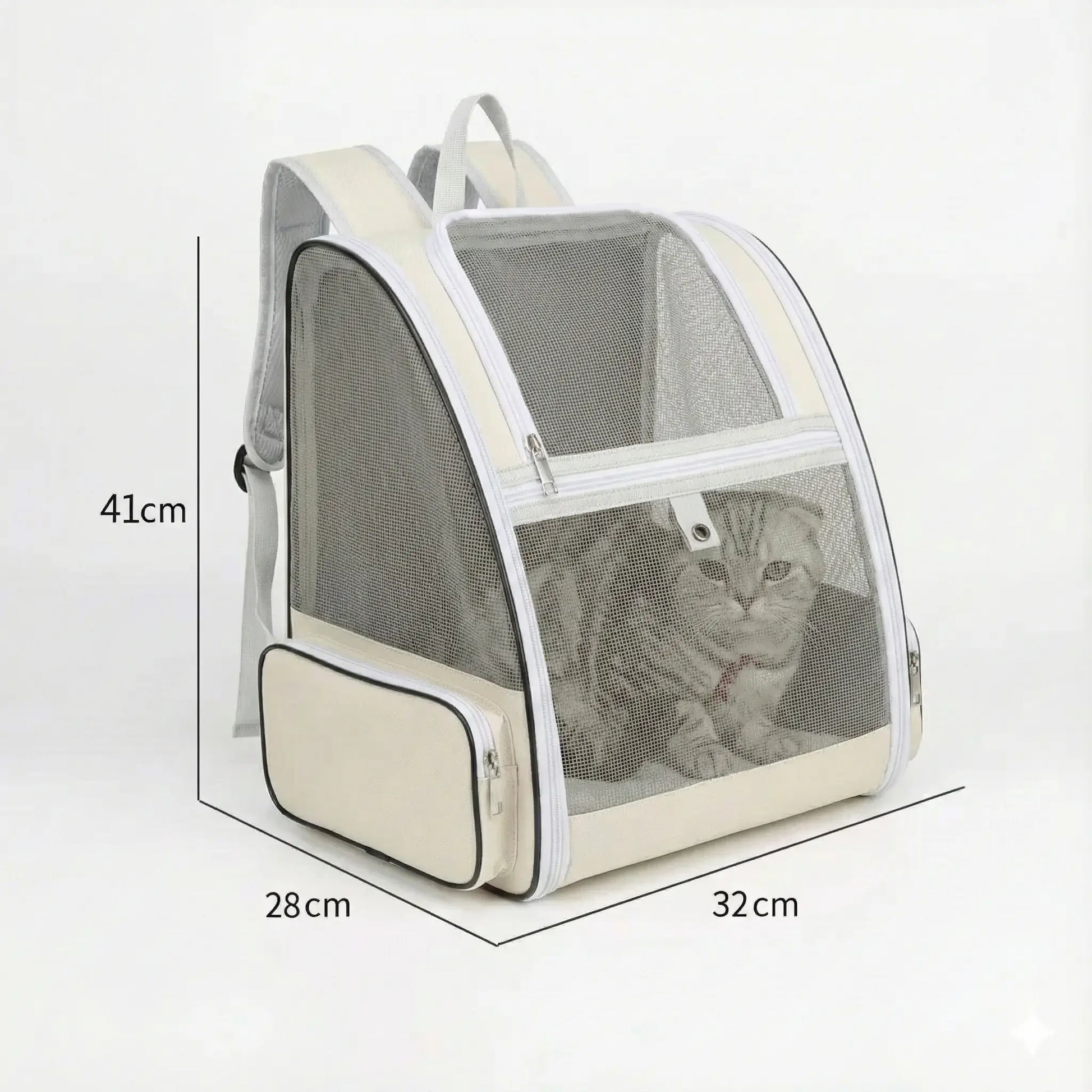 Sac à dos pliable zippé pour chat - vue de cote