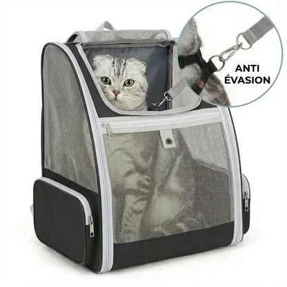 Sac à dos pliable ventilé pour chat - interieur et acces