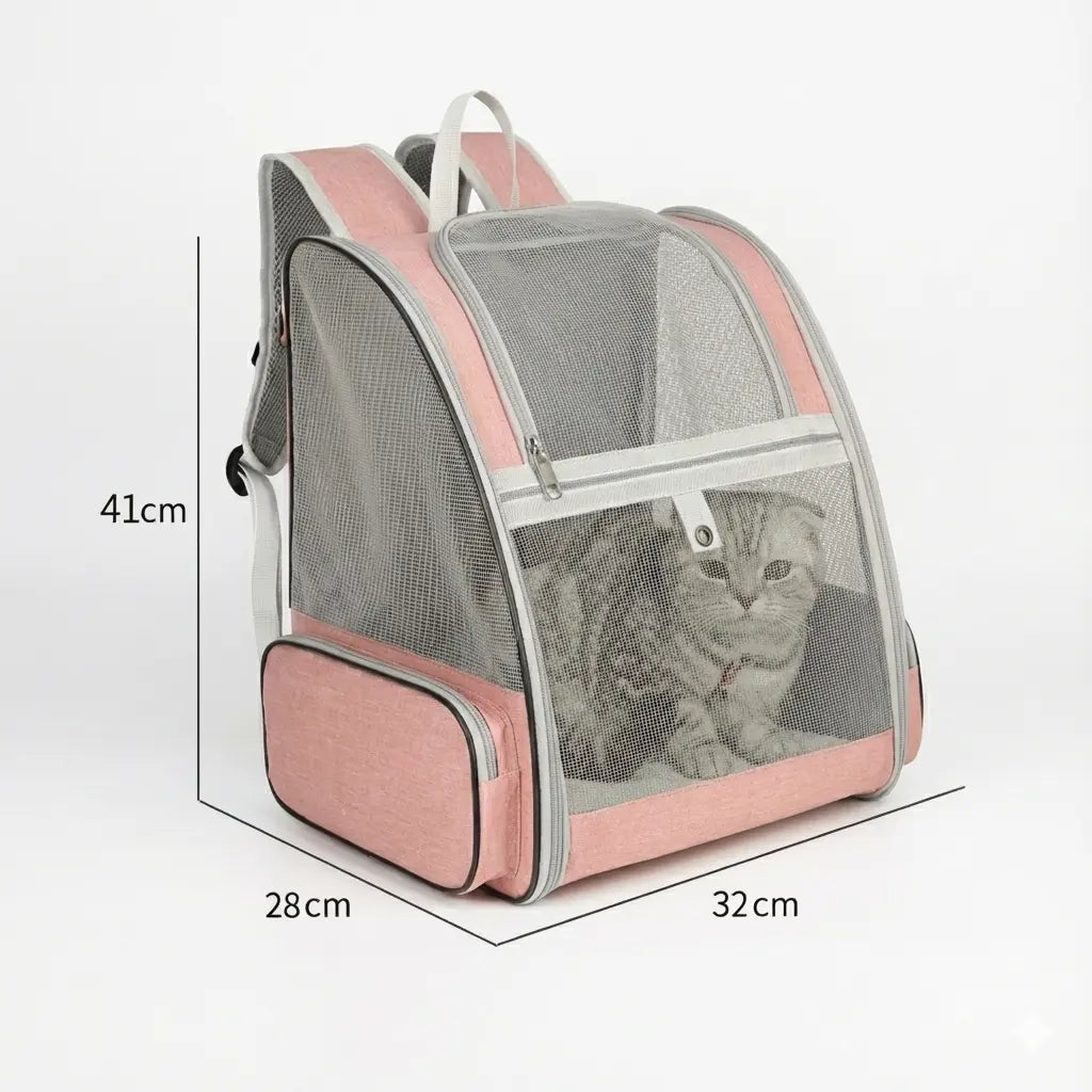 Sac à dos pliable aéré pour chat - vue de cote