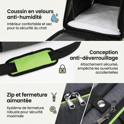 Sac de transport ventilé pour chat 7kg - dimensions et portage