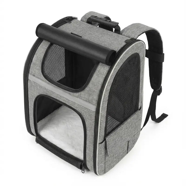 Sac à dos pour chat adulte à fermeture - Gris - vue principale