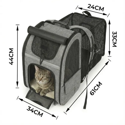 Sac à dos pour chat adulte à fermeture - Gris - interieur et acces