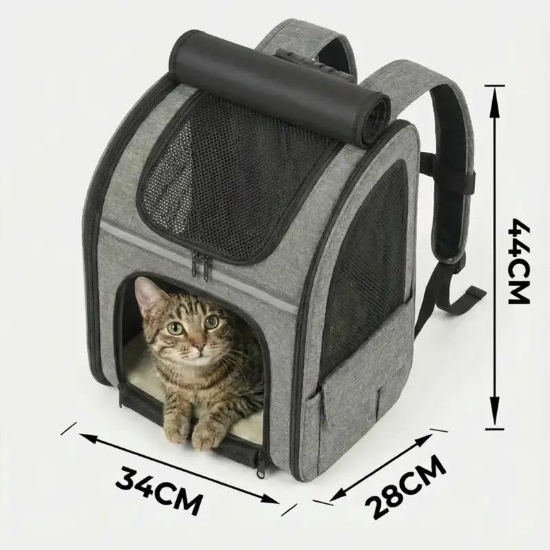 Sac à dos pour chat adulte à fermeture - Gris - vue de cote