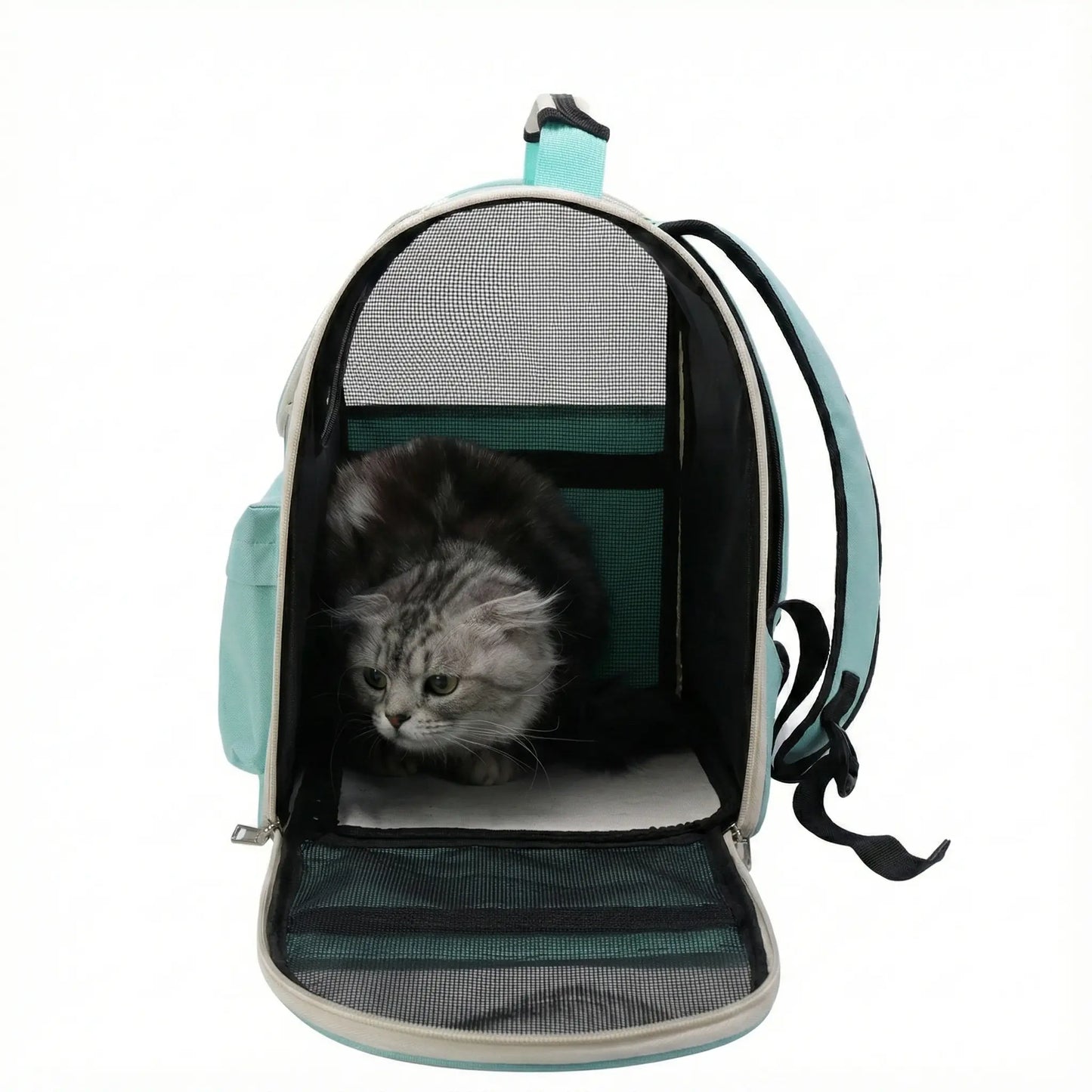 Sac à dos zippé respirant pour chat - fermeture et ventilation