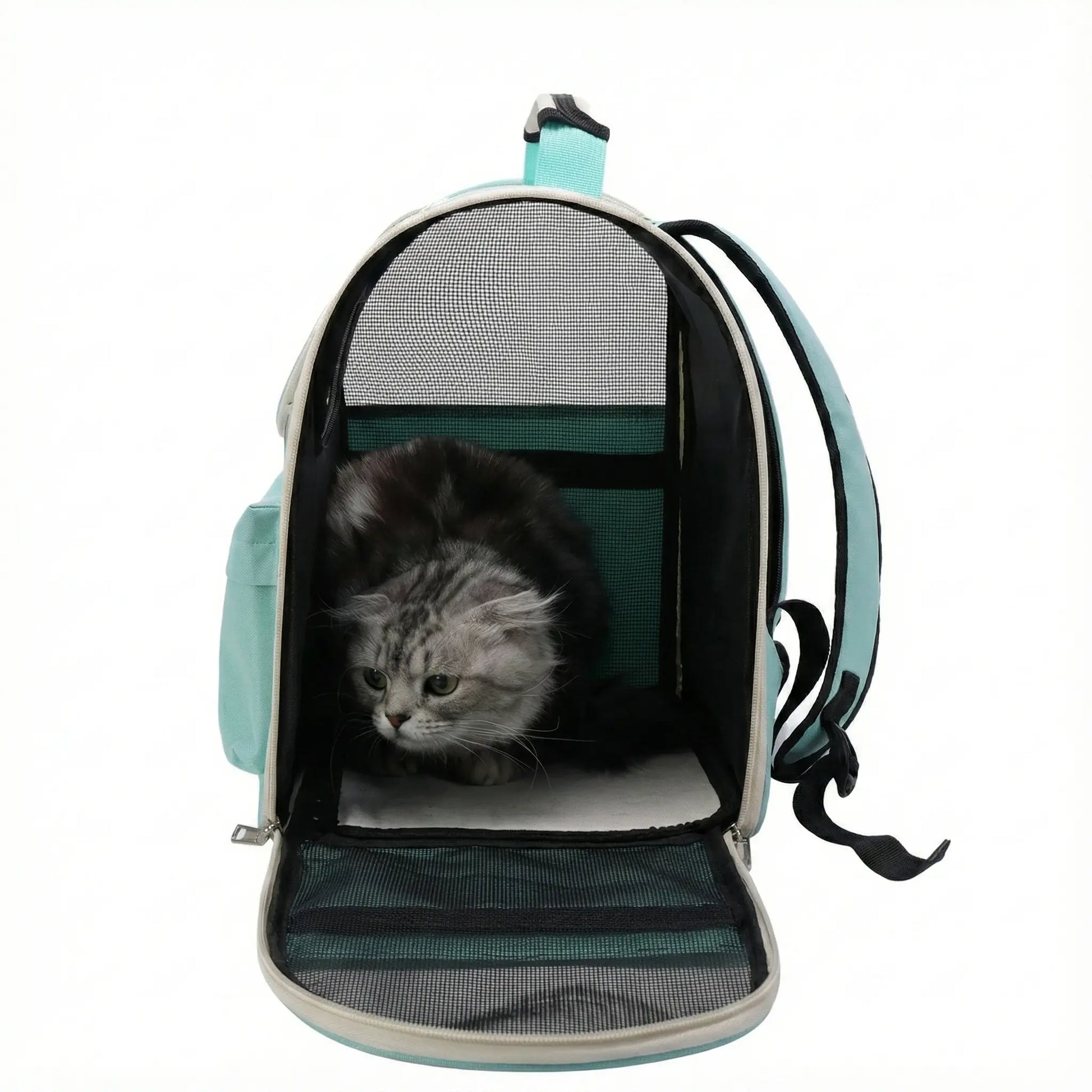 Sac à dos zippé respirant pour chat - fermeture et ventilation