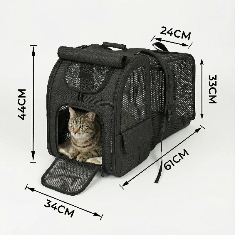 Sac à dos extensible spacieux pour chat - interieur et acces