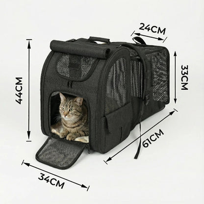 Sac à dos extensible spacieux pour chat - interieur et acces