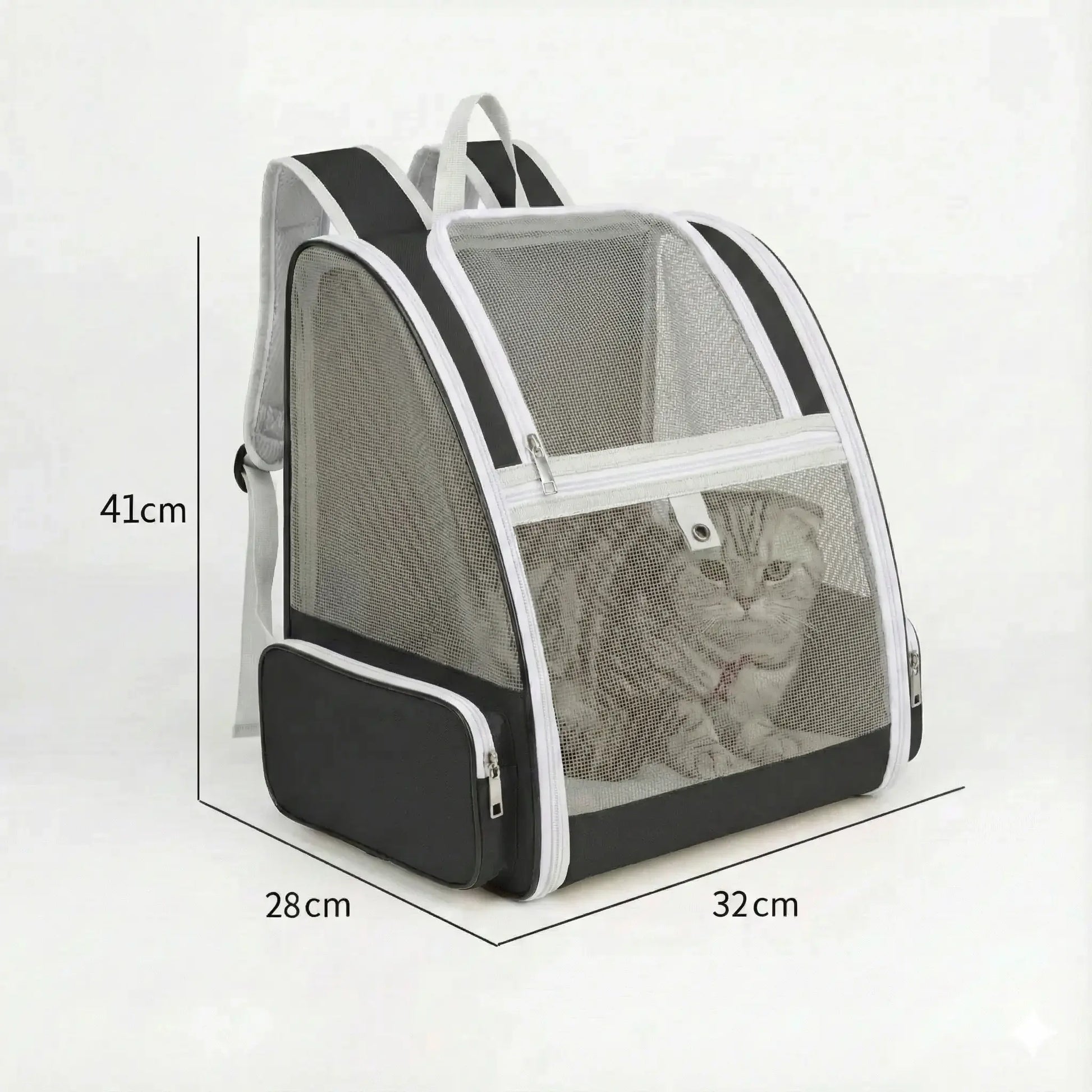 Sac à dos pliable ventilé pour chat - vue de cote