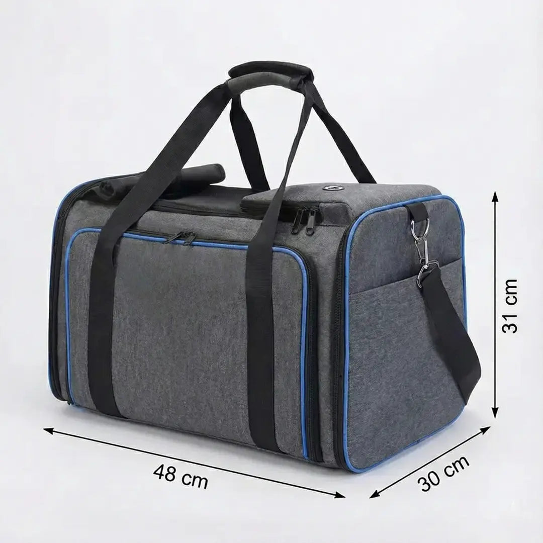 Sac de transport souple bleu pour chat - interieur et acces