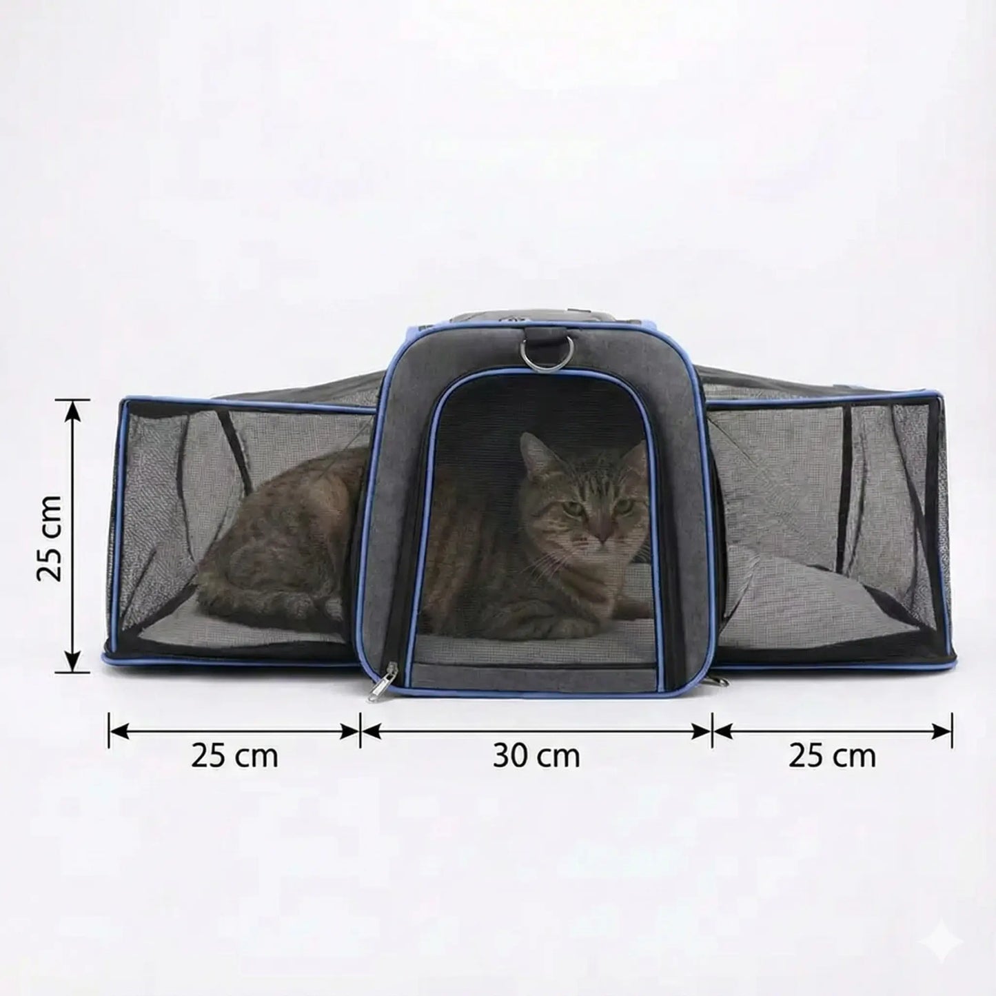 Sac de transport souple bleu pour chat - vue de cote