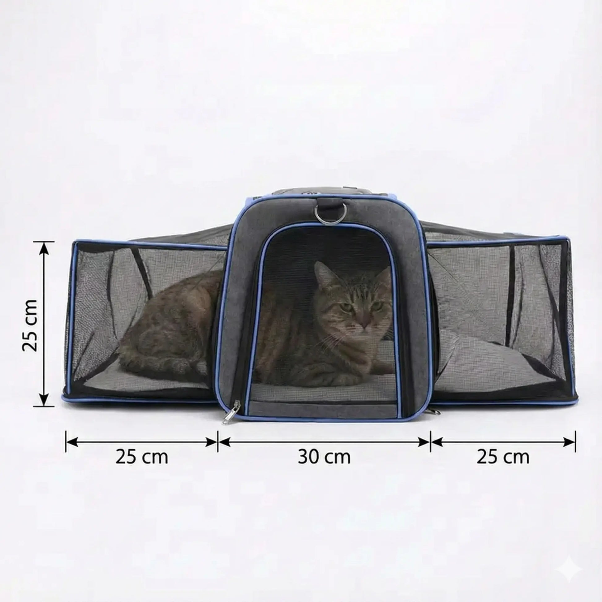 Sac de transport souple bleu pour chat - vue de cote