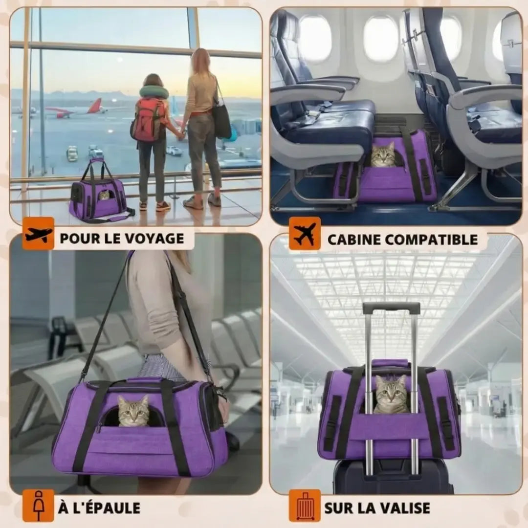Sac de voyage aéré pour chat - fermeture et ventilation