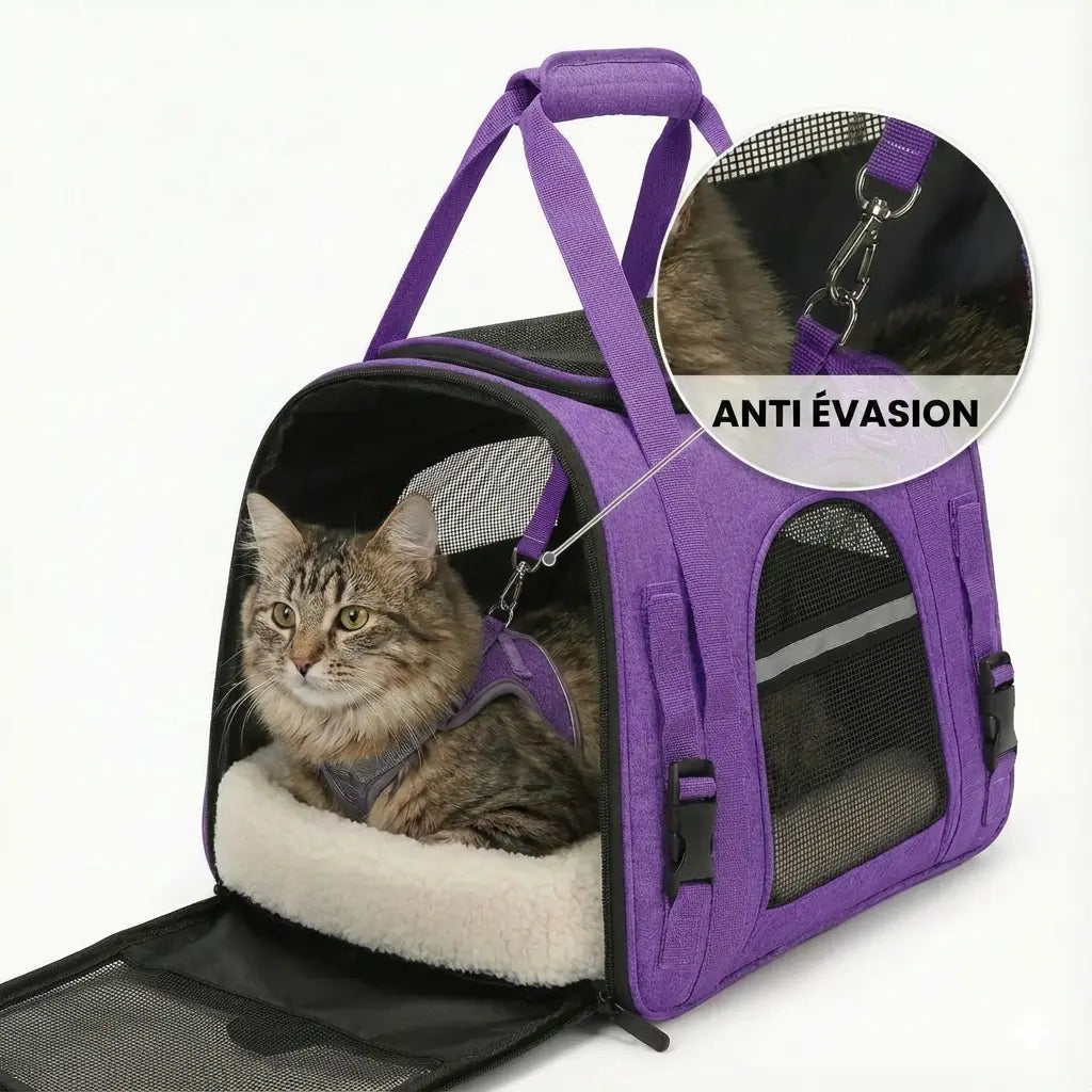 Sac de voyage aéré pour chat - interieur et acces