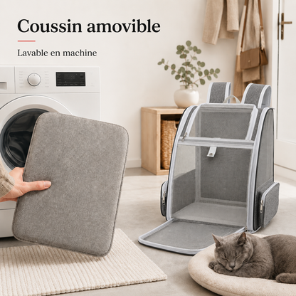 Coussin amovible lavable en machine - Sac � dos compact robuste pour chat