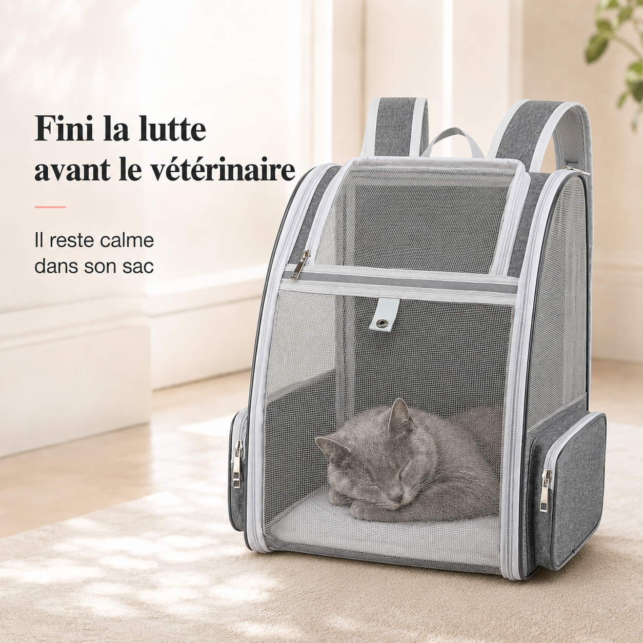 Fini la lutte avant le veterinaire - Sac � dos compact robuste pour chat