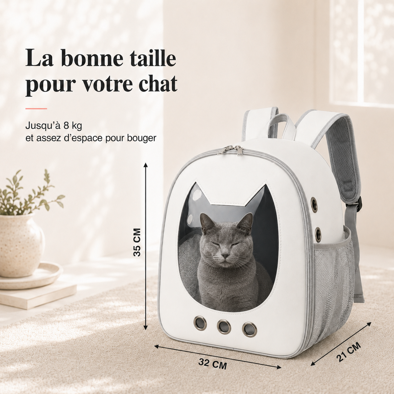 Dimensions et taille adaptee a votre chat - Sac � dos ergonomique pour chaton