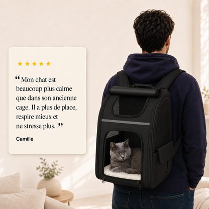 Avis client 5 etoiles - Sac � dos extensible spacieux pour chat