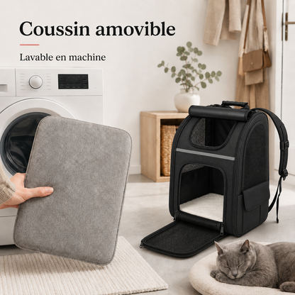 Coussin amovible lavable en machine - Sac � dos extensible spacieux pour chat