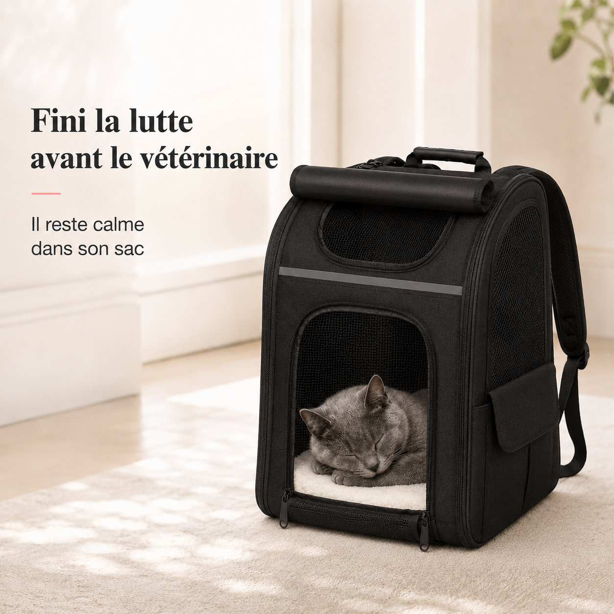 Fini la lutte avant le veterinaire - Sac � dos extensible spacieux pour chat