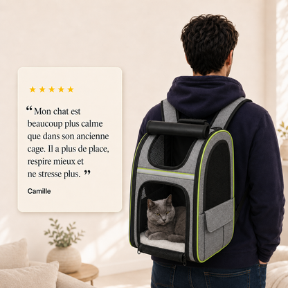 Avis client 5 etoiles - Sac � dos extensible zipp� pour chat