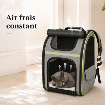 Air frais constant et ventilation - Sac � dos extensible zipp� pour chat