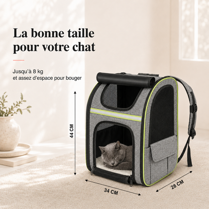Dimensions et taille adaptee a votre chat - Sac � dos extensible zipp� pour chat
