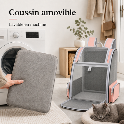 Coussin amovible lavable en machine - Sac � dos pliable a�r� pour chat
