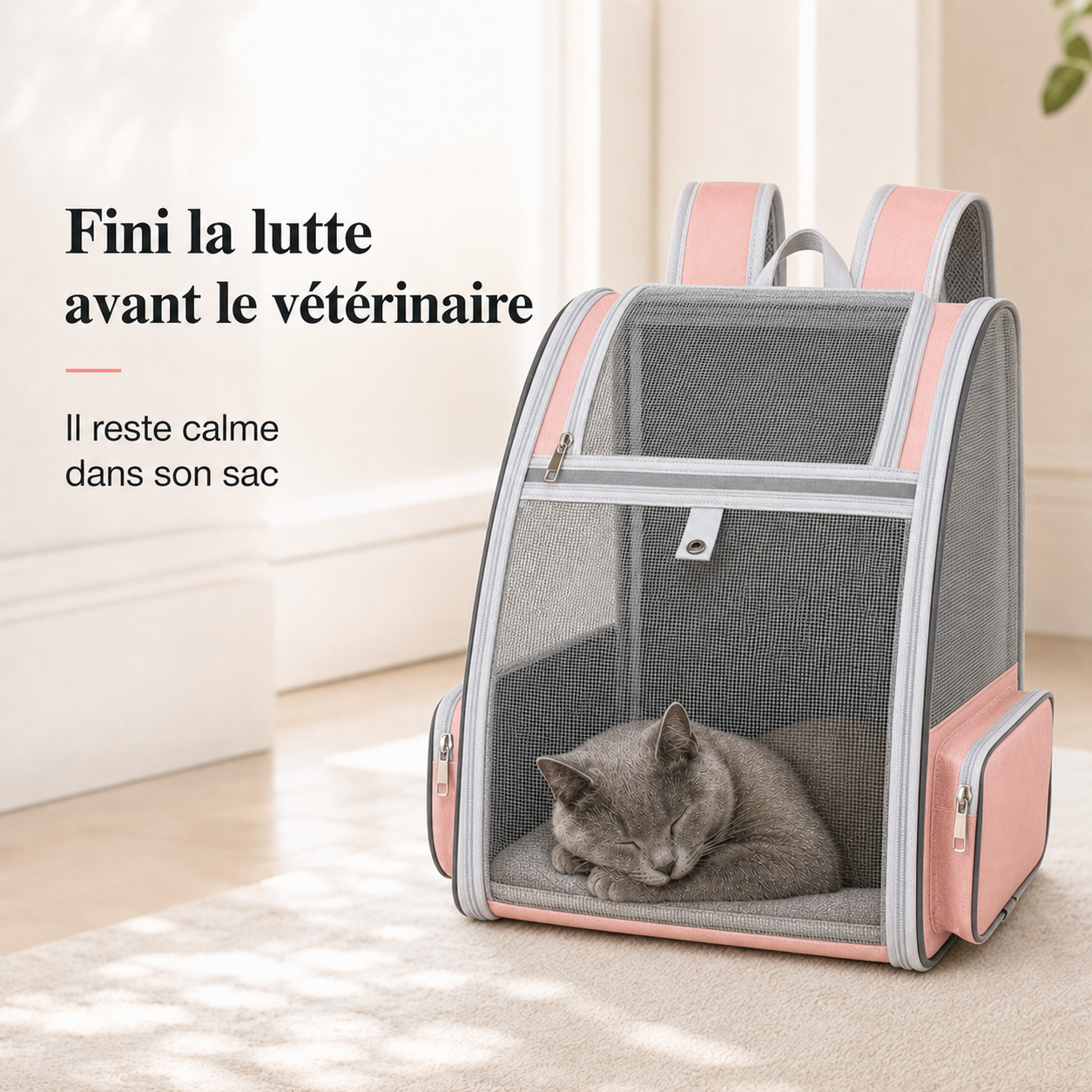 Fini la lutte avant le veterinaire - Sac � dos pliable a�r� pour chat