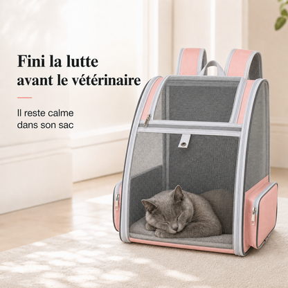 Fini la lutte avant le veterinaire - Sac � dos pliable a�r� pour chat