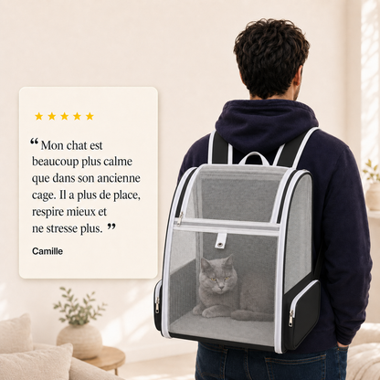 Avis client 5 etoiles - Sac � dos pliable ventil� pour chat