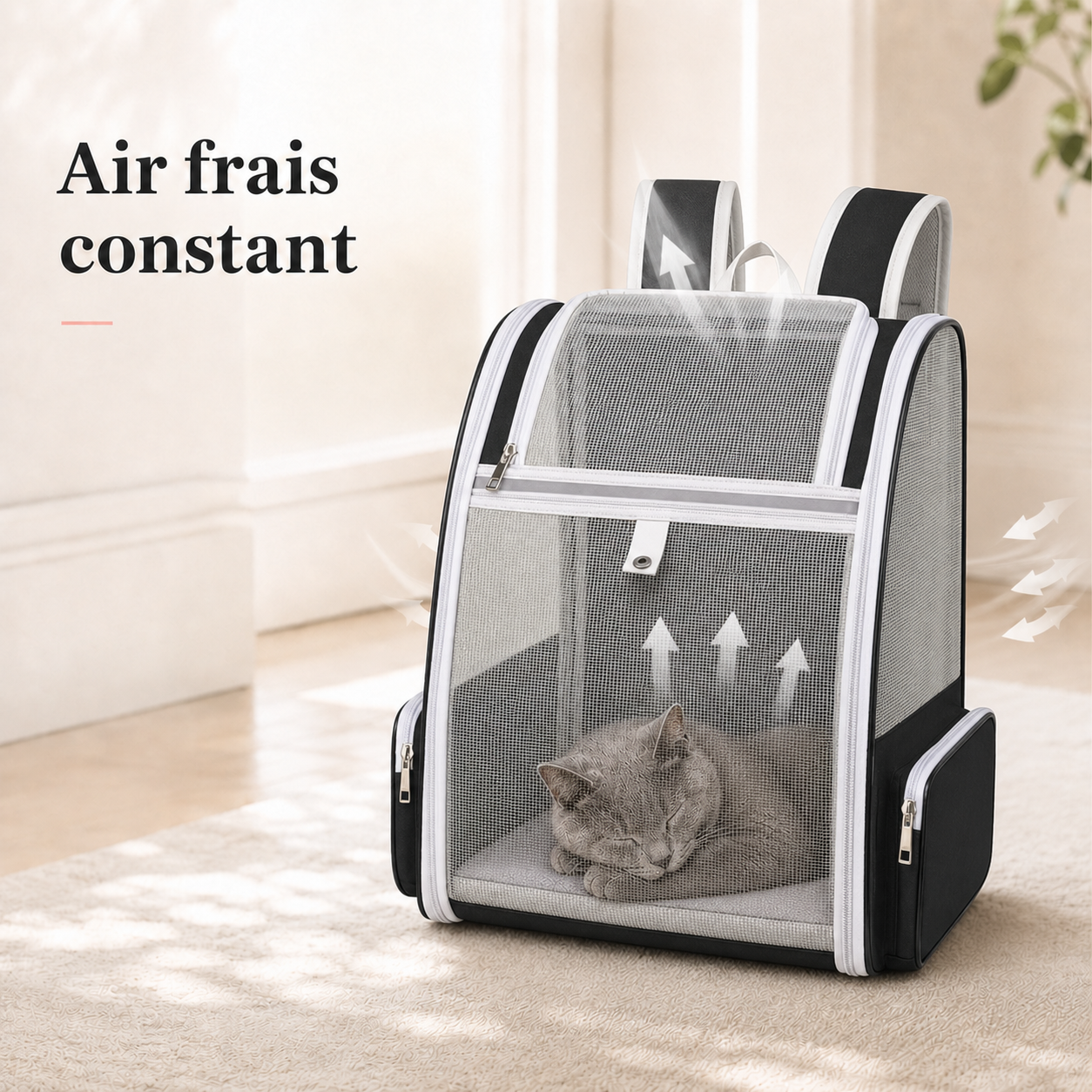 Air frais constant et ventilation - Sac � dos pliable ventil� pour chat