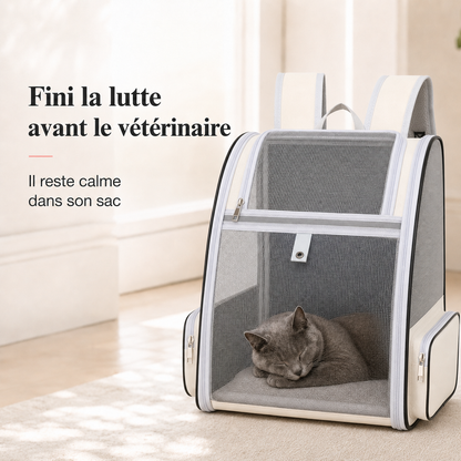 Fini la lutte avant le veterinaire - Sac � dos pliable zipp� pour chat