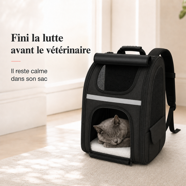 Fini la lutte avant le veterinaire - Sac � dos respirant pour chat adulte