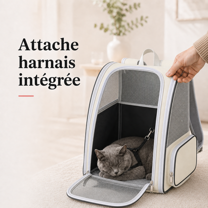 Attache harnais integree - Sac � dos robuste pour chat adulte