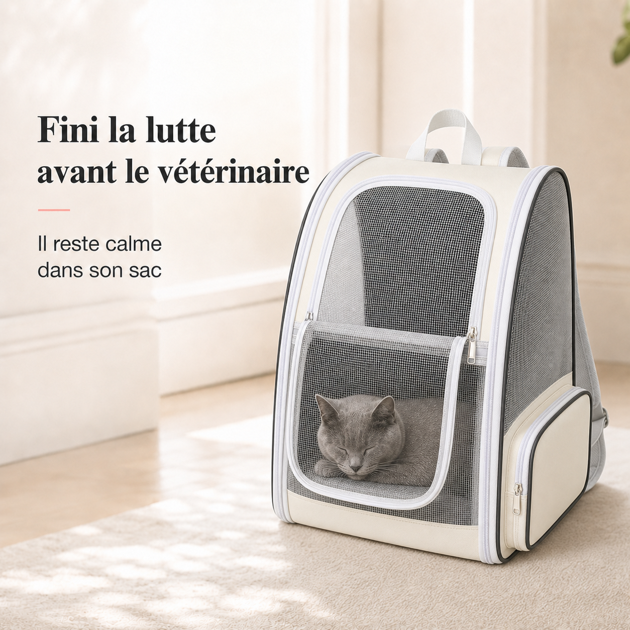 Fini la lutte avant le veterinaire - Sac � dos robuste pour chat adulte