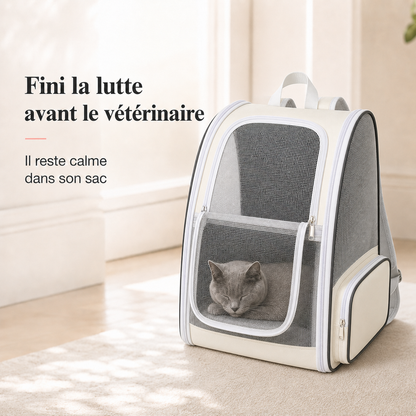 Fini la lutte avant le veterinaire - Sac � dos robuste pour chat adulte