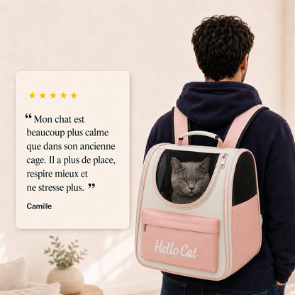 Avis client 5 etoiles - Sac � dos ventil� pour chat